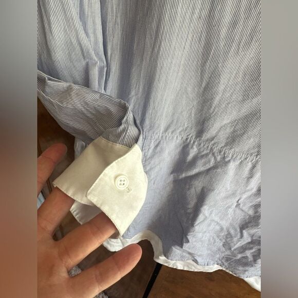 BCBGMaxAzria Blue and White Casual Button Down Shirt - Picture 2 of 11